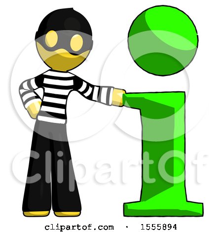 Yellow Thief Man with Info Symbol Leaning up Against It by Leo Blanchette