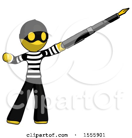 Yellow Thief Man Pen Is Mightier Than the Sword Calligraphy Pose by Leo Blanchette