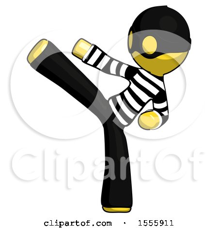 Yellow Thief Man Ninja Kick Left by Leo Blanchette