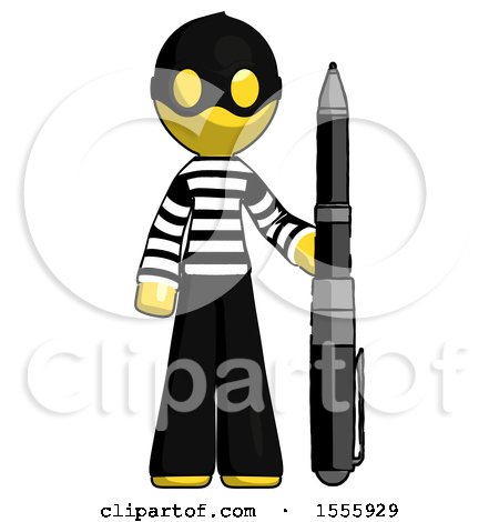 Yellow Thief Man Holding Large Pen by Leo Blanchette