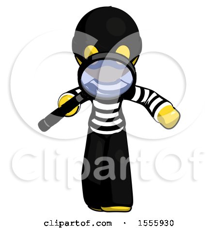 Yellow Thief Man Looking down Through Magnifying Glass by Leo Blanchette