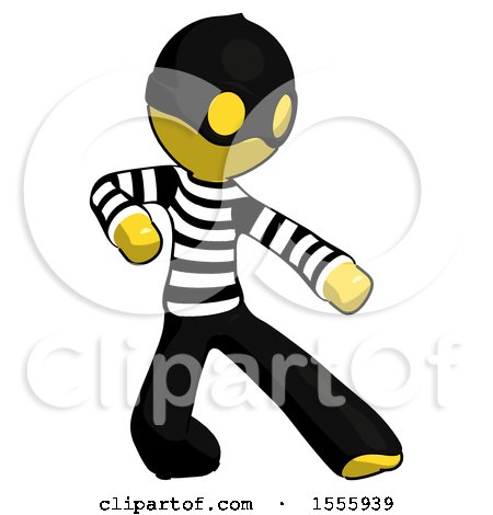 Yellow Thief Man Karate Defense Pose Right by Leo Blanchette