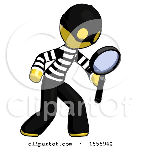 Yellow Thief Man Inspecting with Large Magnifying Glass Right by Leo Blanchette