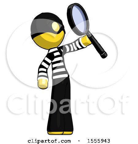 Yellow Thief Man Inspecting with Large Magnifying Glass Facing up by Leo Blanchette