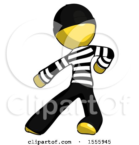Yellow Thief Man Karate Defense Pose Left by Leo Blanchette