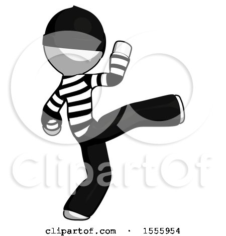 White Thief Man Kick Pose by Leo Blanchette