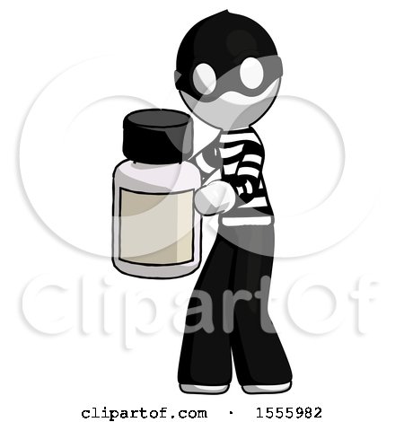 White Thief Man Holding White Medicine Bottle by Leo Blanchette