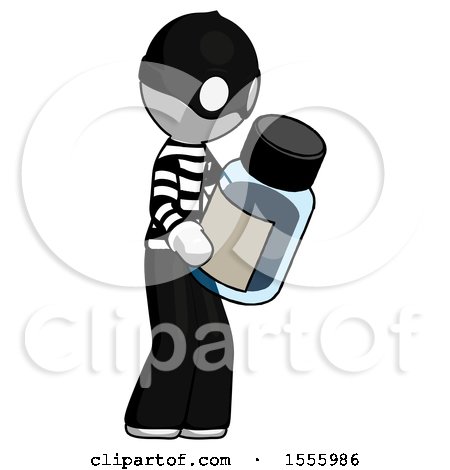 White Thief Man Holding Glass Medicine Bottle by Leo Blanchette