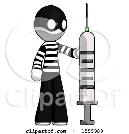 White Thief Man Holding Large Syringe by Leo Blanchette