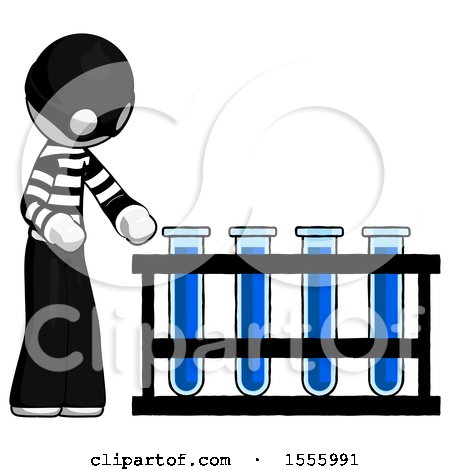 White Thief Man Using Test Tubes or Vials on Rack by Leo Blanchette
