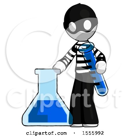 White Thief Man Holding Test Tube Beside Beaker or Flask by Leo Blanchette