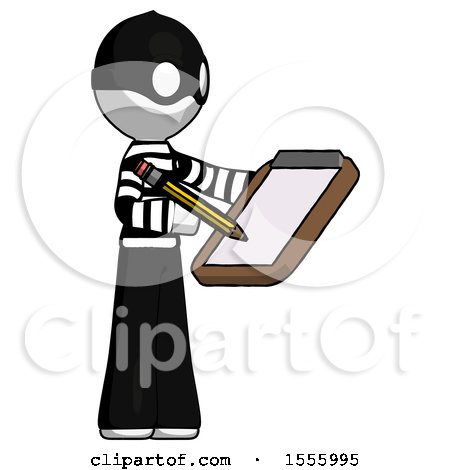 White Thief Man Using Clipboard and Pencil by Leo Blanchette