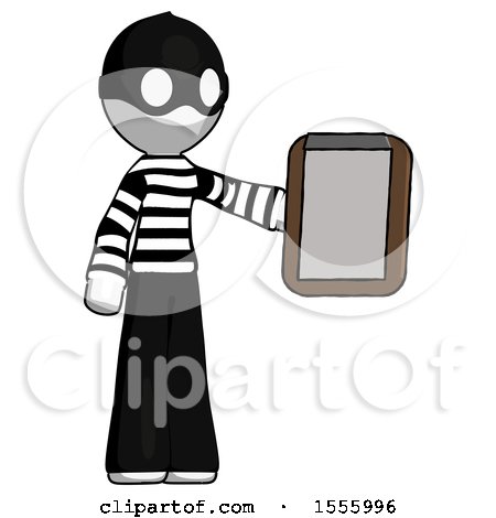 White Thief Man Showing Clipboard to Viewer by Leo Blanchette