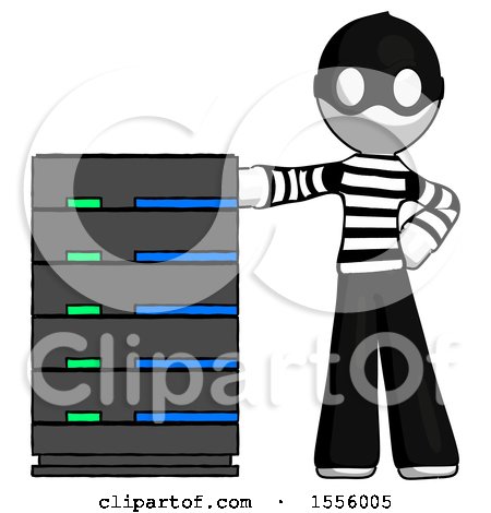 White Thief Man with Server Rack Leaning Confidently Against It by Leo Blanchette