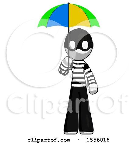 White Thief Man Holding Umbrella Rainbow Colored by Leo Blanchette