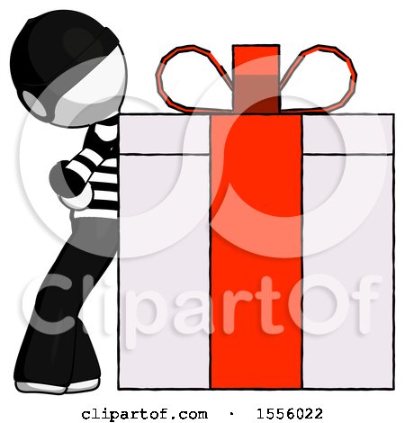 White Thief Man Gift Concept - Leaning Against Large Present by Leo Blanchette