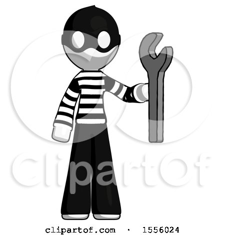 White Thief Man Holding Wrench Ready to Repair or Work by Leo Blanchette