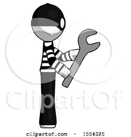 White Thief Man Using Wrench Adjusting Something to Right by Leo Blanchette