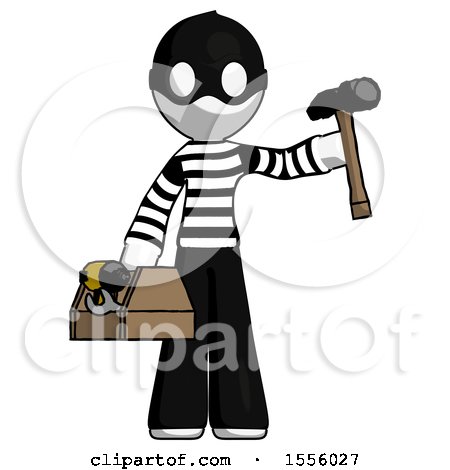 White Thief Man Holding Tools and Toolchest Ready to Work by Leo Blanchette