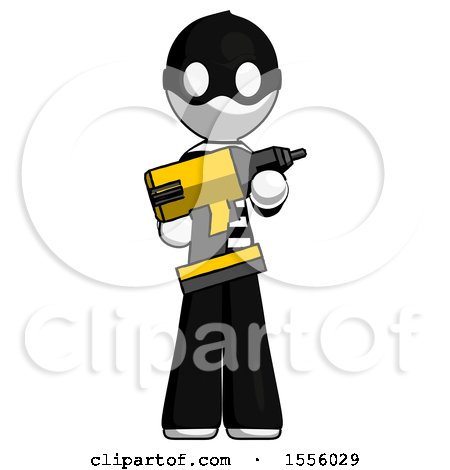 White Thief Man Holding Large Drill by Leo Blanchette