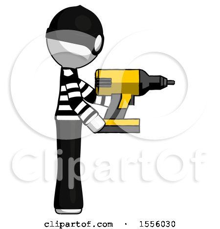 White Thief Man Using Drill Drilling Something on Right Side by Leo Blanchette