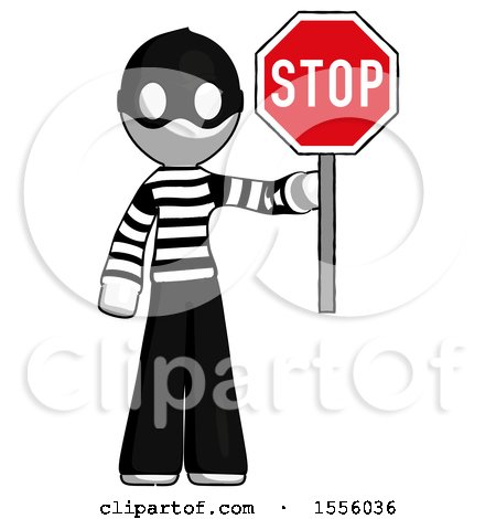 White Thief Man Holding Stop Sign by Leo Blanchette