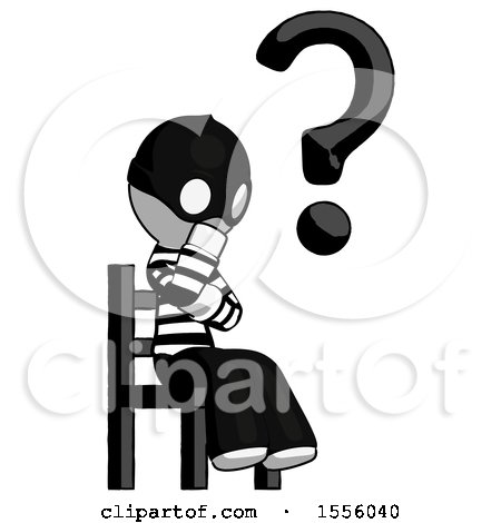 White Thief Man Question Mark Concept, Sitting on Chair Thinking by Leo Blanchette