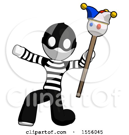 White Thief Man Holding Jester Staff Posing Charismatically by Leo Blanchette