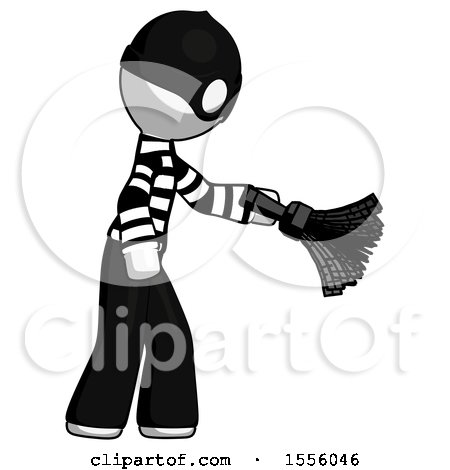 White Thief Man Dusting with Feather Duster Downwards by Leo Blanchette
