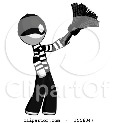 White Thief Man Dusting with Feather Duster Upwards by Leo Blanchette