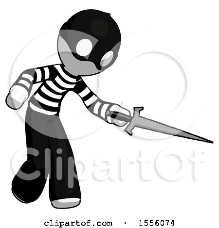 White Thief Man Sword Pose Stabbing or Jabbing by Leo Blanchette