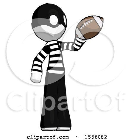 White Thief Man Holding Football up by Leo Blanchette