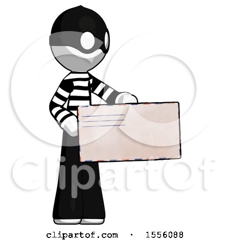 White Thief Man Presenting Large Envelope by Leo Blanchette