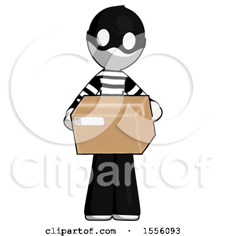 White Thief Man Holding Box Sent or Arriving in Mail by Leo Blanchette