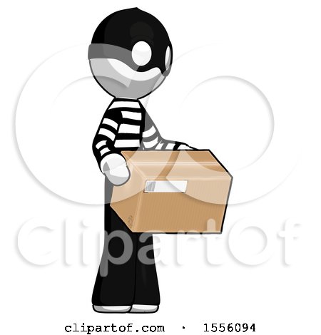 White Thief Man Holding Package to Send or Recieve in Mail by Leo Blanchette