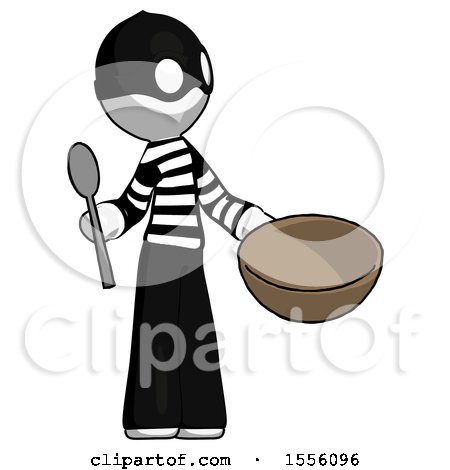 White Thief Man with Empty Bowl and Spoon Ready to Make Something by Leo Blanchette