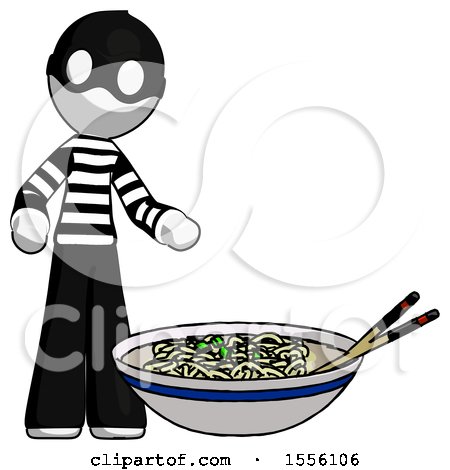 White Thief Man and Noodle Bowl, Giant Soup Restaraunt Concept by Leo Blanchette