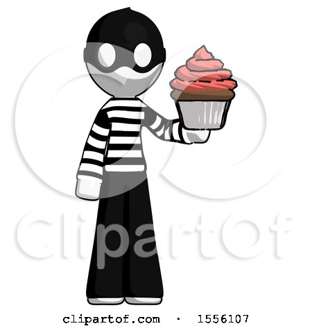 White Thief Man Presenting Pink Cupcake to Viewer by Leo Blanchette