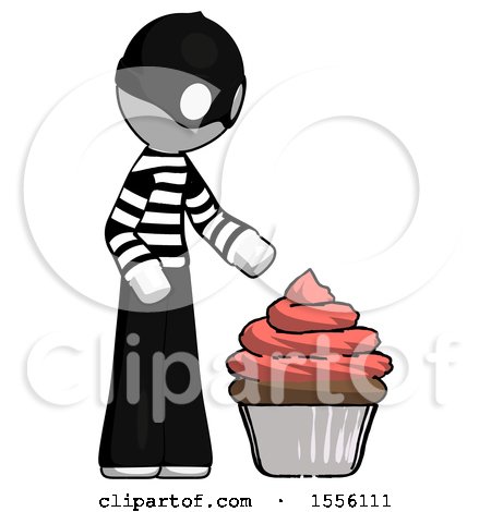 White Thief Man with Giant Cupcake Dessert by Leo Blanchette