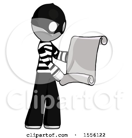 White Thief Man Holding Blueprints or Scroll by Leo Blanchette