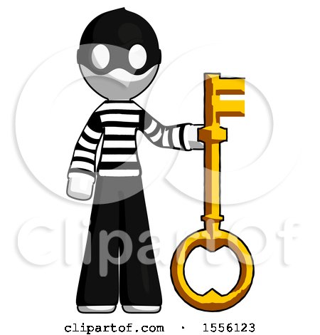 White Thief Man Holding Key Made of Gold by Leo Blanchette