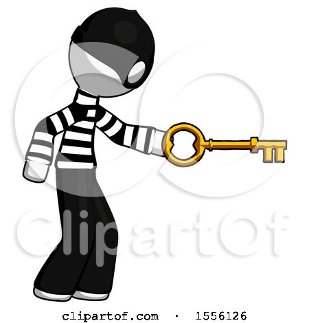 White Thief Man with Big Key of Gold Opening Something by Leo Blanchette