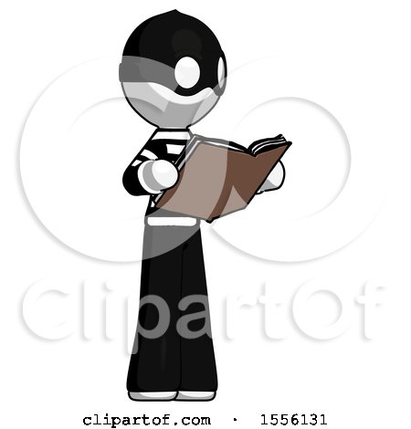 White Thief Man Reading Book While Standing up Facing Away by Leo Blanchette
