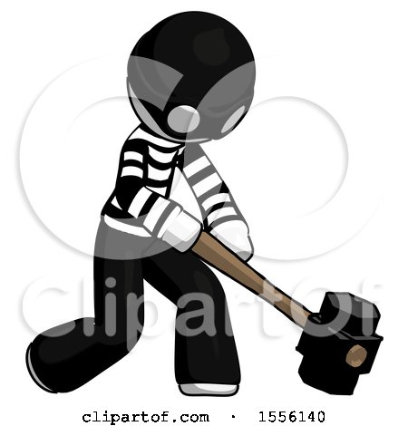 White Thief Man Hitting with Sledgehammer, or Smashing Something at Angle by Leo Blanchette