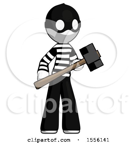White Thief Man with Sledgehammer Standing Ready to Work or Defend by Leo Blanchette