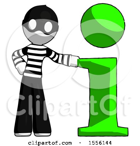 White Thief Man with Info Symbol Leaning up Against It by Leo Blanchette