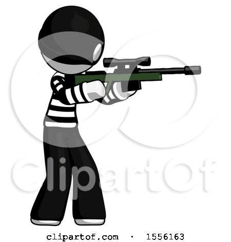 White Thief Man Shooting Sniper Rifle by Leo Blanchette