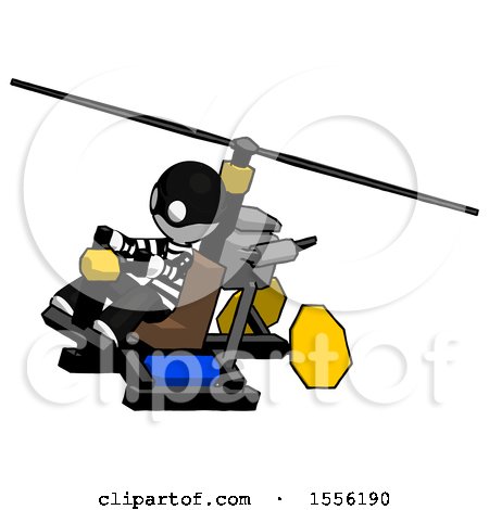 White Thief Man Flying in Gyrocopter Front Side Angle Top View by Leo Blanchette