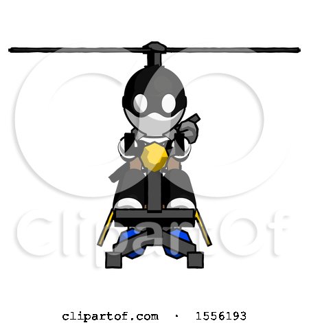 White Thief Man Flying in Gyrocopter Front View by Leo Blanchette