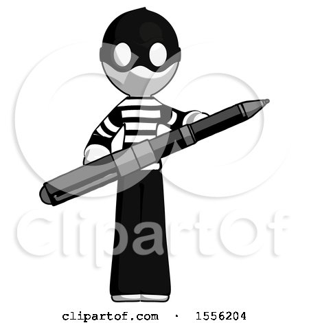 White Thief Man Posing Confidently with Giant Pen by Leo Blanchette